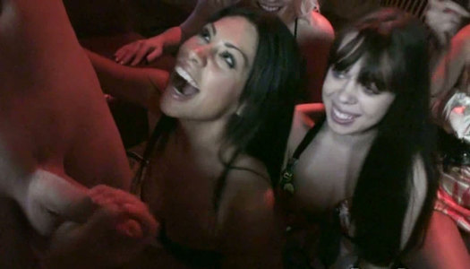 Cock hungry gals sucking deepthroat on a bachelorette party porn pics