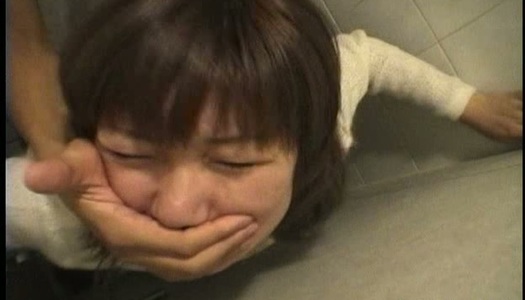 Horny Riho Mishima bends over in the public restroom porn pics