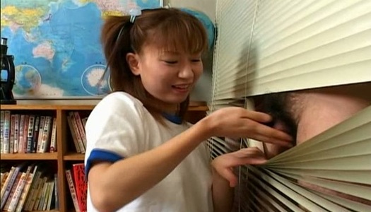 Ugly Japanese wench Aya Natsuki gives a handjob porn pics